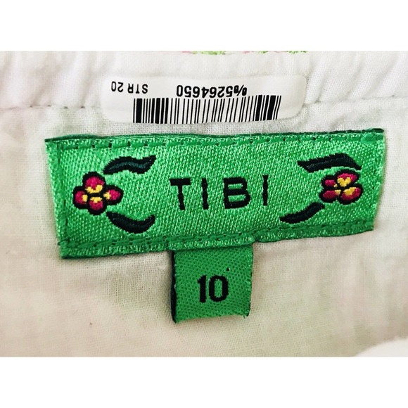 TIBI Womens 100% Cotton Pink Green Crochet Striped FLORAL Mini Skirt SZ 10 - Picture 4 of 6